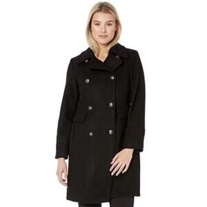 NWT Vince Camuto Double Breasted Black Wool Winter Coat